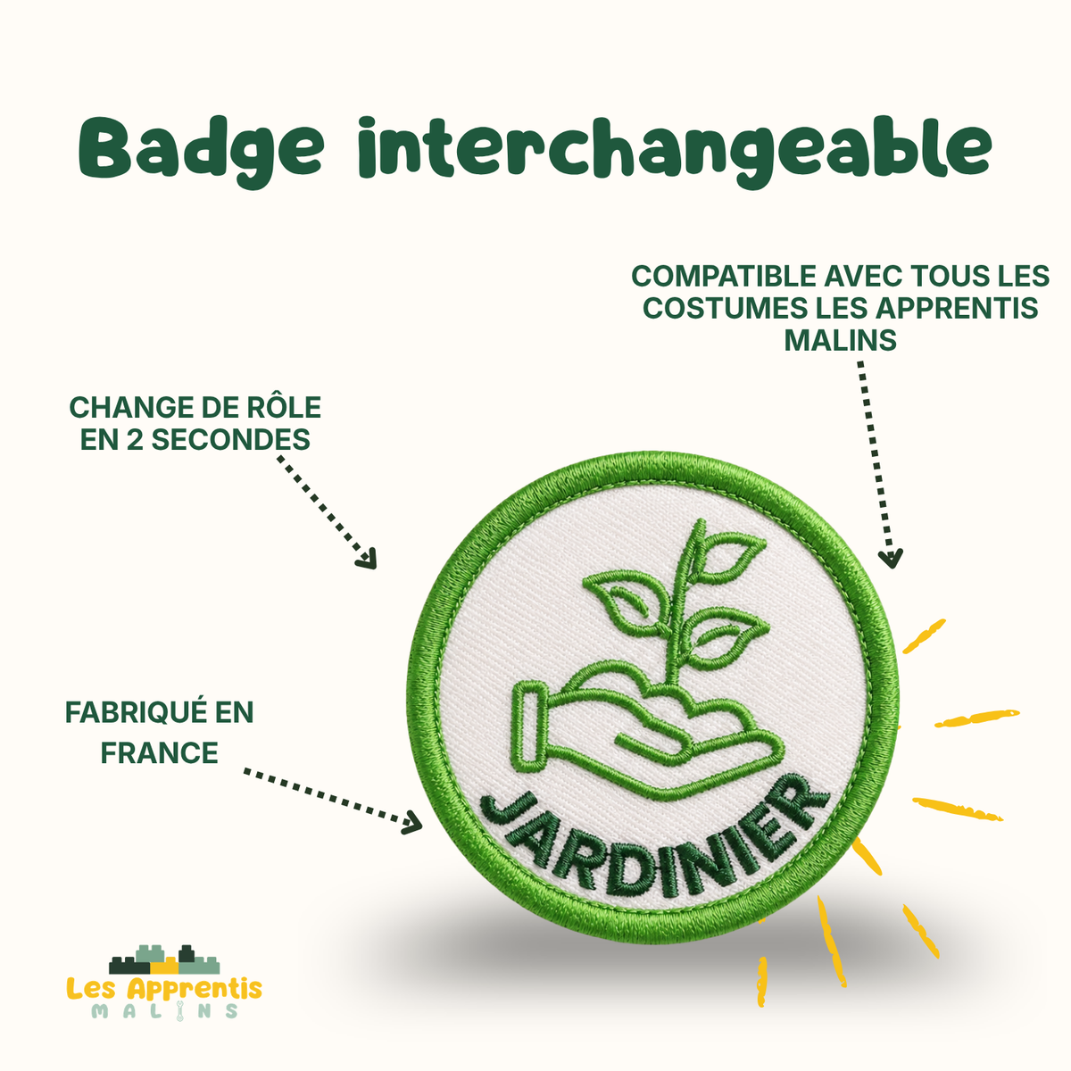 Interchangeable Kids' Pin Badge – "Care and Protect" Collection | Made in France | Les Apprentis Malins