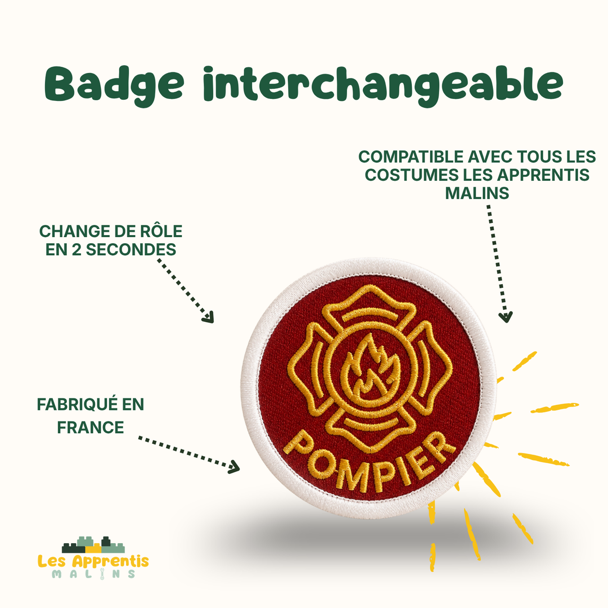 Interchangeable Kids' Pin Badge – "Care and Protect" Collection | Made in France | Les Apprentis Malins