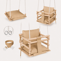 Balançoire bébé en bois 3 en 1 avec coussin – Intérieur et extérieur | 100% ECO | Les Apprentis Malins