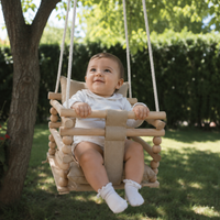 Balançoire bébé en bois 3 en 1 avec coussin – Intérieur et extérieur | 100% ECO | Les Apprentis Malins