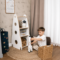Bibliothèque enfant en bois forme fusée – Rangement livres et jouets Montessori | 100% ECO | Les Apprentis Malins