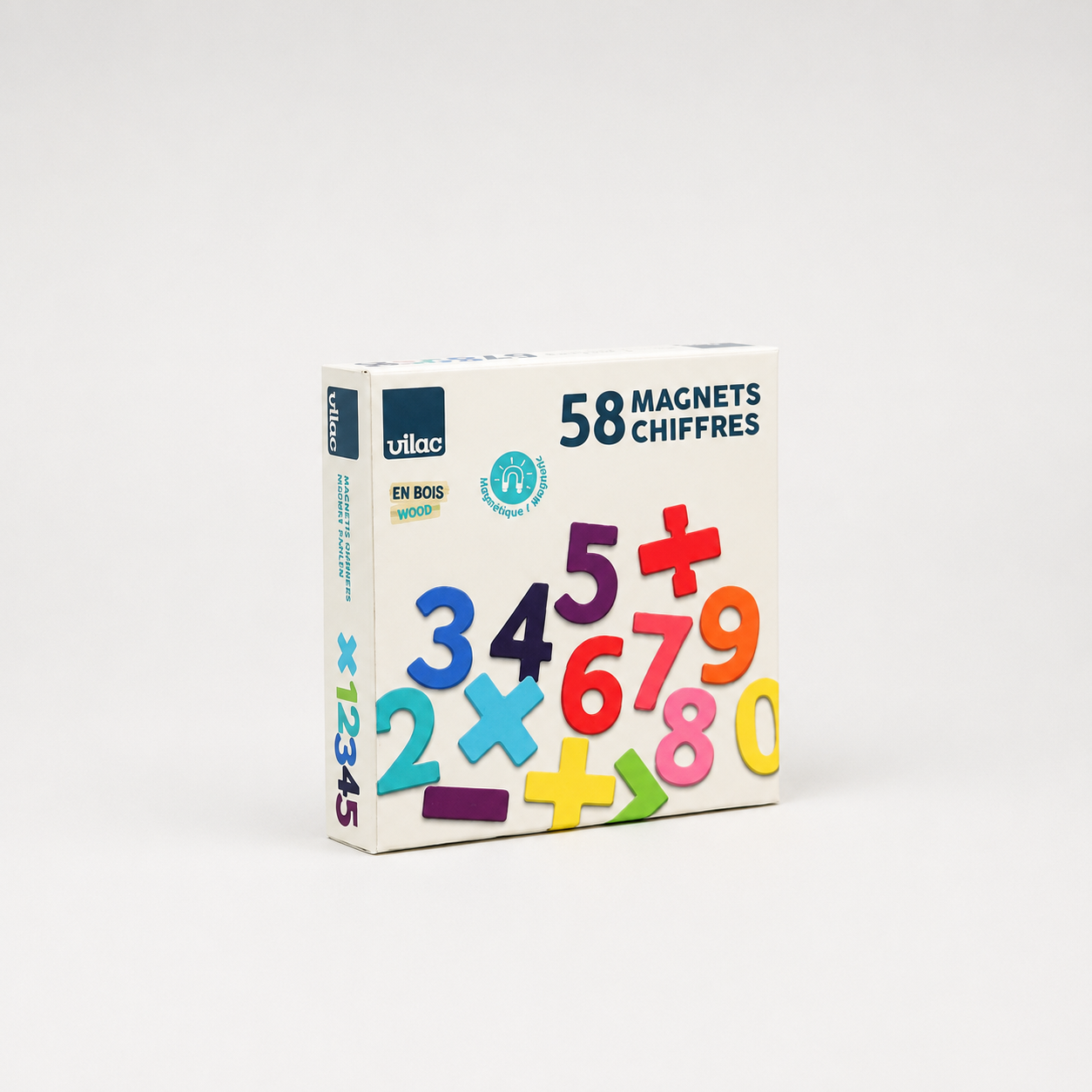 Coffret de 58 magnets chiffres en bois