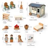 Wooden Camper Van Toy – Miniature Van with 12 Accessories for Imaginative Play | Ages 3-8