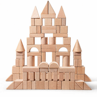 Natural Beech Wood Building Blocks 100 Pieces – Montessori Creative Game | 4-6 years