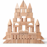 Natural Beech Wood Building Blocks 100 Pieces – Montessori Creative Game | 4-6 years