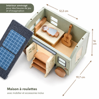 Wooden Camper Van Toy – Miniature Van with 12 Accessories for Imaginative Play | Ages 3-8