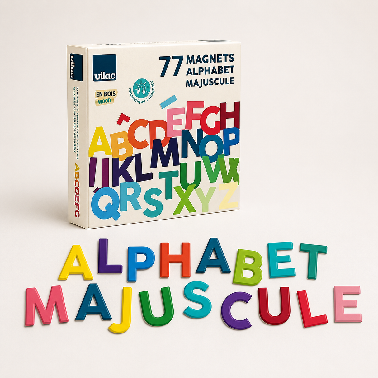 Coffret de 77 magnets lettres majuscules