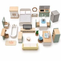 Miniature Wooden Dollhouse Furniture Set - Indoor & Outdoor Imaginative Play | Ages 3-6