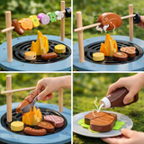 Kids Wooden Barbecue – Outdoor Kitchen Pretend Play 45 Pieces | Ages 3-6