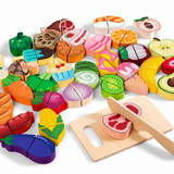 Jeu de Découpe Cuisine Enfant Bois – Fruits Légumes Desserts à Couper | 18 mois+