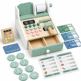 Wooden Cash Register for Kids – Grocery Store Play Set with Accessories | Ages 3-7