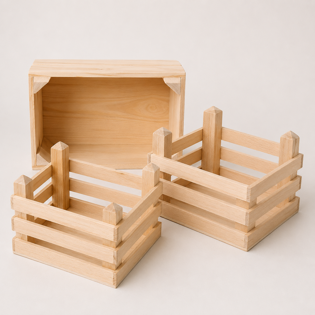 Cagettes en bois du marché (lot de 3)