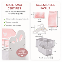 Multifunction Wooden Doll's Bed – Bed + Changing Table + Storage | 3-8 years