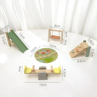 Miniature Wooden Dollhouse Furniture Set - Indoor & Outdoor Imaginative Play | Ages 3-6