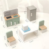 Miniature Wooden Dollhouse Furniture Set - Indoor & Outdoor Imaginative Play | Ages 3-6