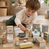 Coffret Mobilier Maison Bois Miniature – Intérieur & Extérieur Jeu d'imagination | 3-6 ans