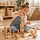 Natural Beech Wood Building Blocks 100 Pieces – Montessori Creative Game | 4-6 years