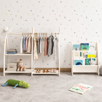 Portant vêtements enfant en bois – Dressing Montessori 95x106x32cm Beige| 100% ECO | Fabriqué dans l'UE | Les Apprentis Malins