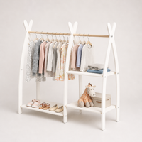 Portant vêtements enfant en bois – Dressing Montessori 95x106x32cm Beige| 100% ECO | Fabriqué dans l'UE | Les Apprentis Malins