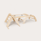 Structure d'Escalade Montessori 3 en 1 – Triangle Pikler, Arche et Toboggan en Bois | 1-3 ans