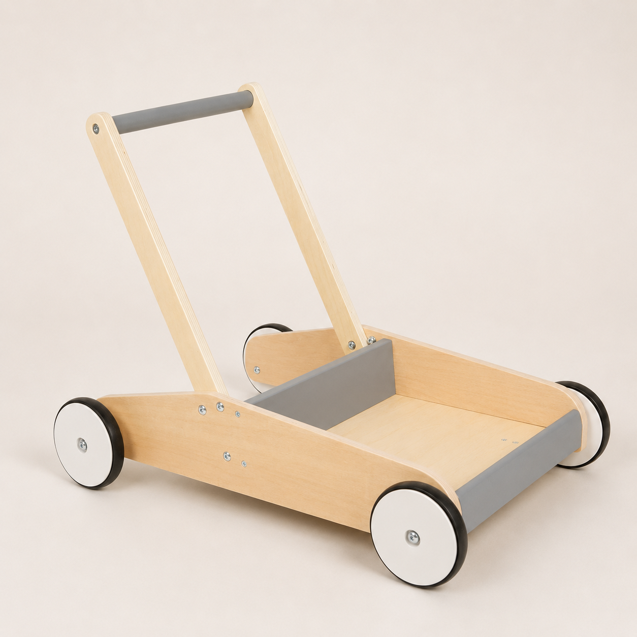 Trotteur en bois gris ardoise