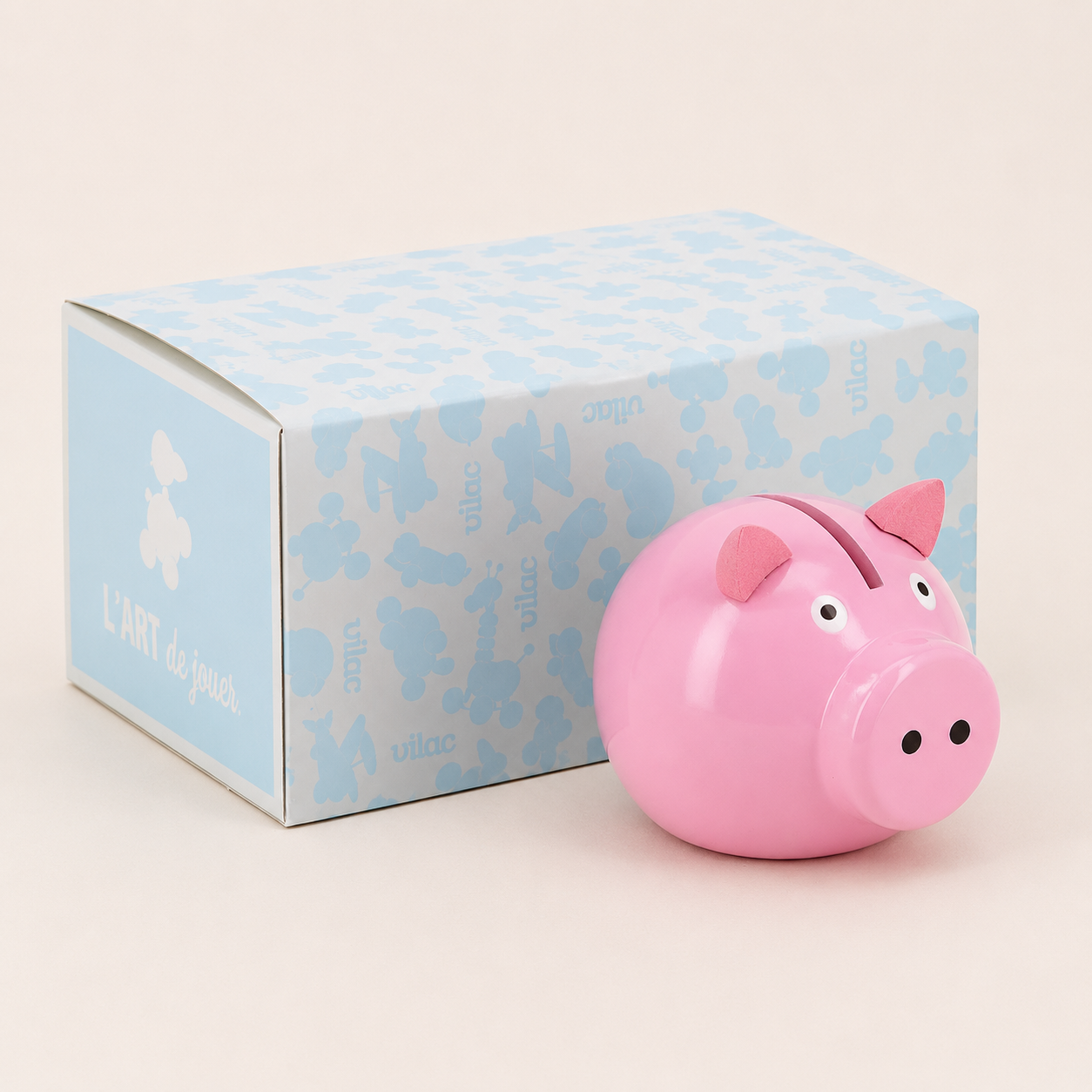 Tirelire cochon rose en bois