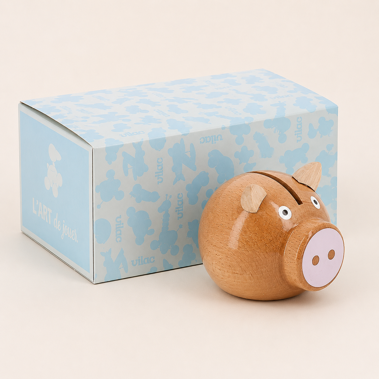 Tirelire cochon en bois