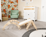Structure d'Escalade Montessori 3 en 1 – Triangle Pikler, Arche et Toboggan en Bois | 1-3 ans