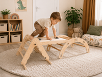 Structure d'Escalade Montessori 3 en 1 – Triangle Pikler, Arche et Toboggan en Bois | 1-3 ans