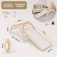 Triangle de motricité enfant avec toboggan – Escalade et équilibre Montessori en bois | 100% ECO | Les Apprentis Malins