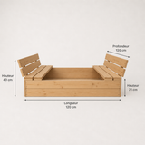 Bac à sable enfant en bois avec bancs et couvercle – 120x120cm | 100% ECO | Fabriqué dans l'UE | Les Apprentis Malins