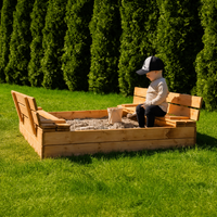 Bac à sable enfant en bois avec bancs et couvercle – 120x120cm | 100% ECO | Fabriqué dans l'UE | Les Apprentis Malins