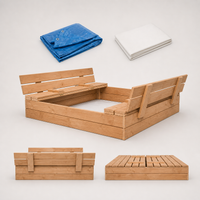 Bac à sable enfant en bois avec bancs et couvercle – 120x120cm | 100% ECO | Fabriqué dans l'UE | Les Apprentis Malins