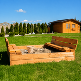 Bac à sable enfant en bois avec bancs et couvercle – 120x120cm | 100% ECO | Fabriqué dans l'UE | Les Apprentis Malins