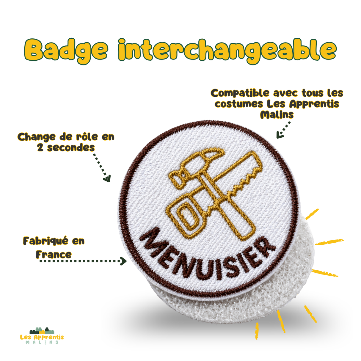 Interchangeable kids' badge – "Building and Repairing" Collection | Made in France | Les Apprentis Malins