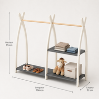 Portant vêtements enfant en bois – Dressing Montessori 95x106x32cm | 100% ECO | Fabriqué dans l'UE | Les Apprentis Malins