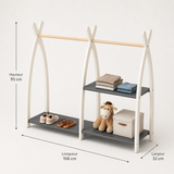 Portant vêtements enfant en bois – Dressing Montessori 95x106x32cm | 100% ECO | Fabriqué dans l'UE | Les Apprentis Malins