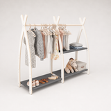Portant vêtements enfant en bois – Dressing Montessori 95x106x32cm | 100% ECO | Fabriqué dans l'UE | Les Apprentis Malins