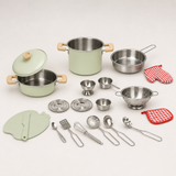 Kit Cuisine Enfant Inox 26 Pièces – Casseroles Ustensiles Jeu d'imitation | 3-12 ans