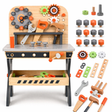 Kids' Wooden Workbench – 30-Piece Multifunction DIY Station | Ages 4-8